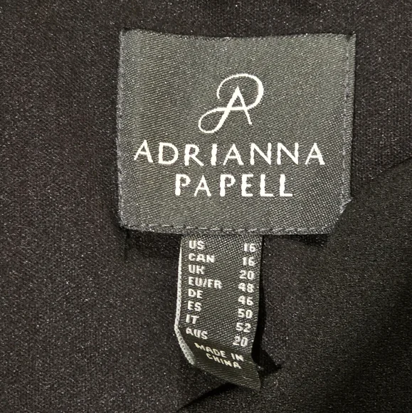 Adrianna Papell Black Sleeveless Scalloped V-Neck Midi Dress. Sz 16.  NWT - Picture 8 of 9